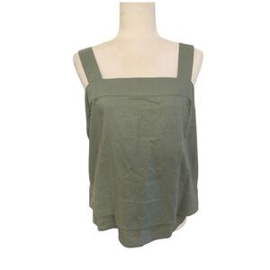DKNY Pure Linen Blend Aloe Green Tank Top